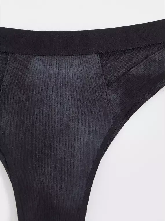 Трусы женские «бразилиана» из хлопка и эластичной сеточки rib with mesh lbr 2496 black tie dye, 22С-2509ТСП, 90/XS, CONTE ELEGANT,  - 3