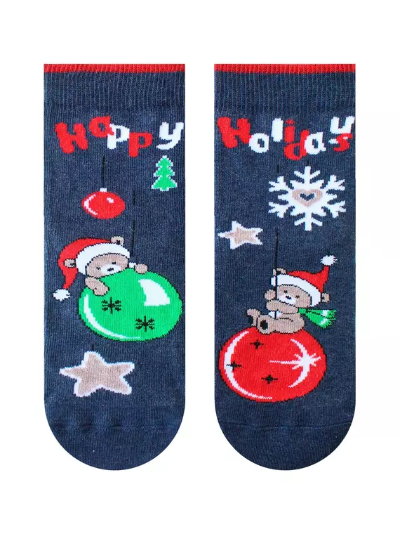 Носки детские (новый год) school 3079 брестские 8005 т.синий меланж, 20С3079, 17-18, БРЕСТСКИЕ,  - 2