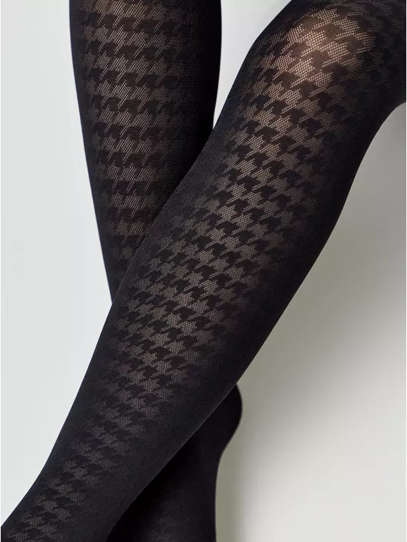 Колготки детские с рисунком «гусиная лапка» chanel nero, 22С-141СП, 146-152, CONTE ELEGANT,  - 2