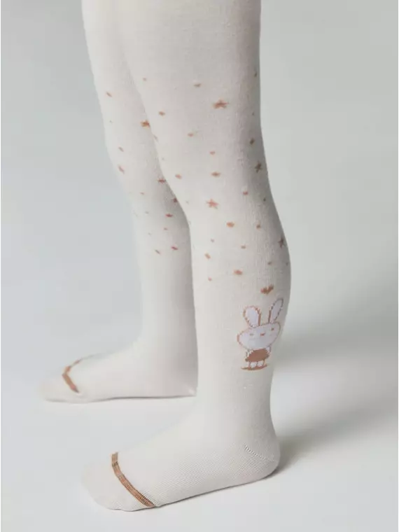 Колготки детские хлопковые tip-top 677 молочный, 4С-03СП, 104-110 (16), CONTE-KIDS,  - 3