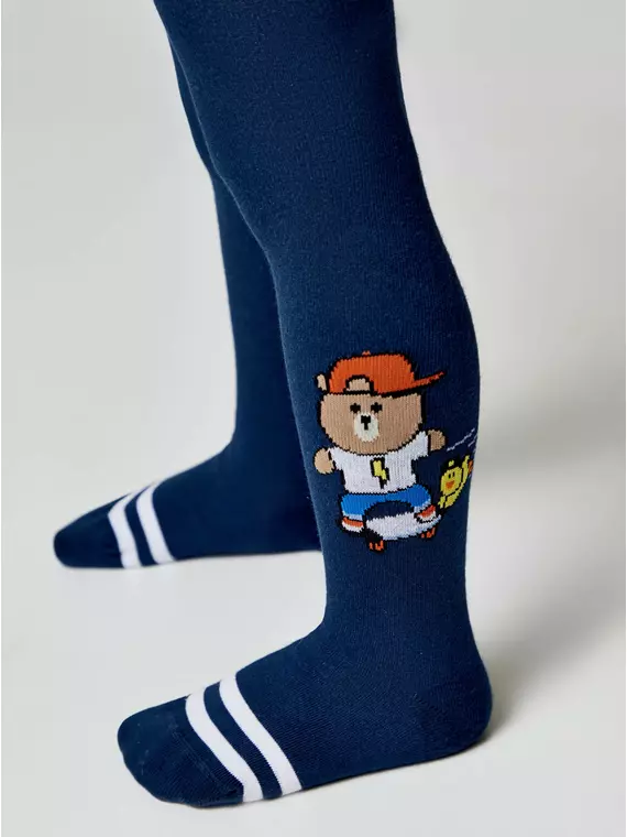 Колготки детские хлопковые tip-top 674 темно-синий, 4С-03СП, 104-110 (16), CONTE-KIDS,  - 2