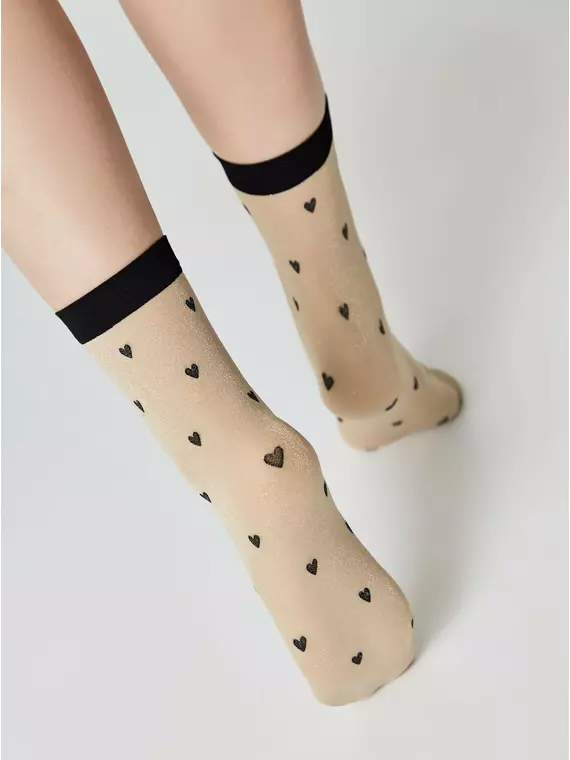 Сияющие женские носки с объемными рисунками «hearts» fantasy gold-natural, 23С-109СП, 36-39 (23-25), CONTE ELEGANT,  - 5