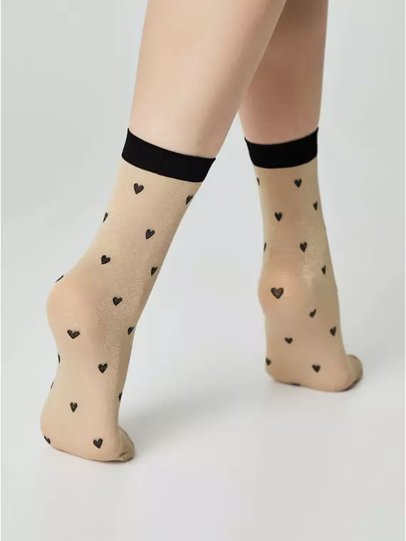 Сияющие женские носки с объемными рисунками «hearts» fantasy gold-natural, 23С-109СП, 36-39 (23-25), CONTE ELEGANT,  - 6