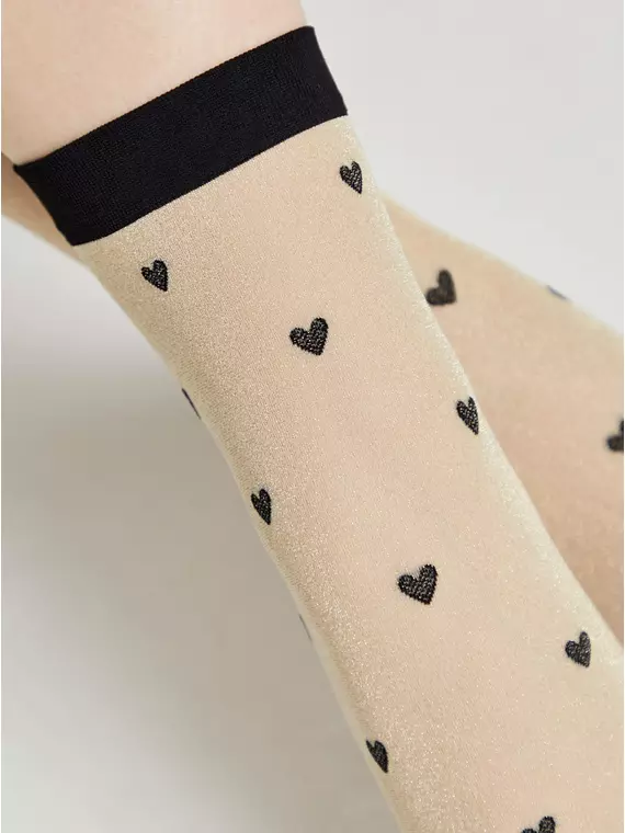 Сияющие женские носки с объемными рисунками «hearts» fantasy gold-natural, 23С-109СП, 36-39 (23-25), CONTE ELEGANT,  - 3