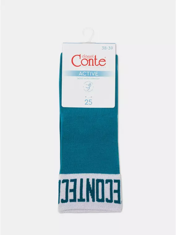 Носки женские вискозные (удлиненные) active 273 темно-бирюзовый-белый, 21С-24/1СП, 38-39 (25), CONTE ELEGANT,  - 5