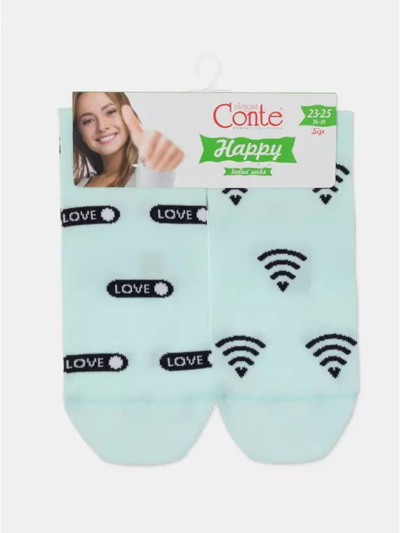 Носки женские happy с рисунками 613 бледно-бирюзовый, 17С-21СП, 36-39 (23-25), CONTE ELEGANT,  - 8