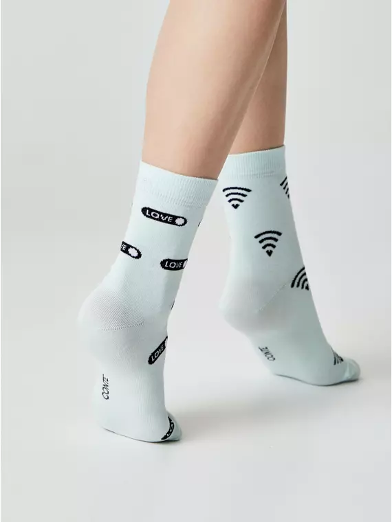 Носки женские happy с рисунками 613 бледно-бирюзовый, 17С-21СП, 36-39 (23-25), CONTE ELEGANT,  - 3