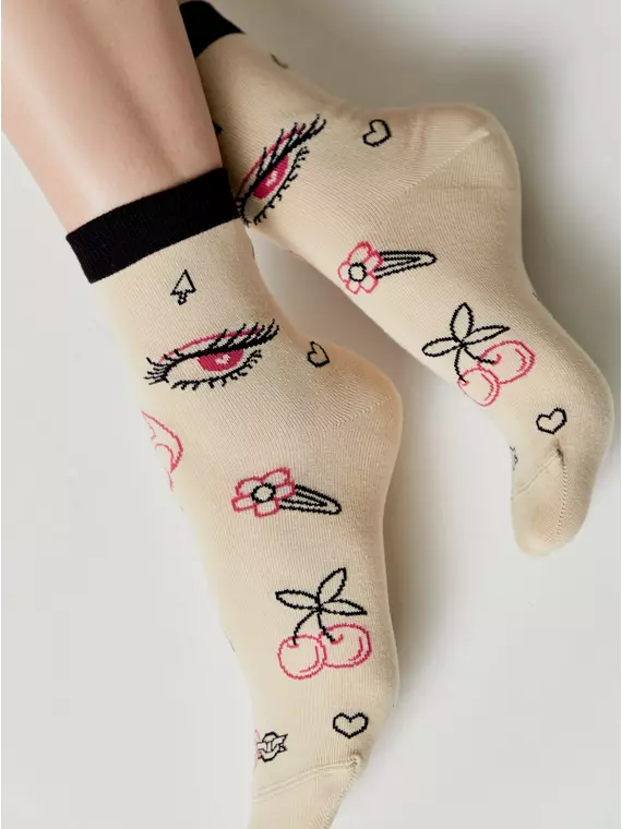 Носки женские happy с рисунками 605 бежевый, 17С-21СП, 36-39 (23-25), CONTE ELEGANT,  - 4