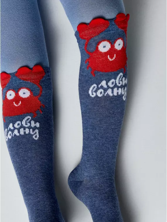 Колготки детские tip-top (мордашки) 688 джинс, 17С-60СП, 104-110 (16), CONTE-KIDS,  - 5