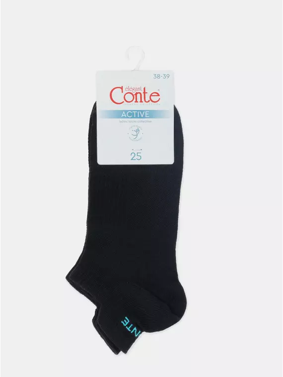 Ультракороткие хлопковые женские носки active с «язычком» 205 черный, 19С-245СП, 38-39 (25), CONTE ELEGANT,  - 10