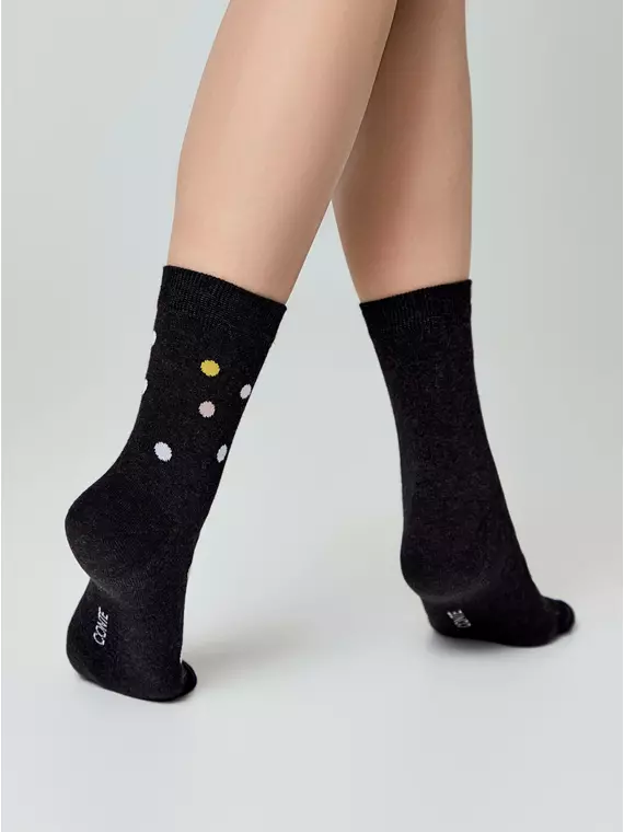 Женские хлопковые носки happy с рисунками 612 черный, 18С-227СП, 36-39 (23-25), CONTE ELEGANT,  - 2