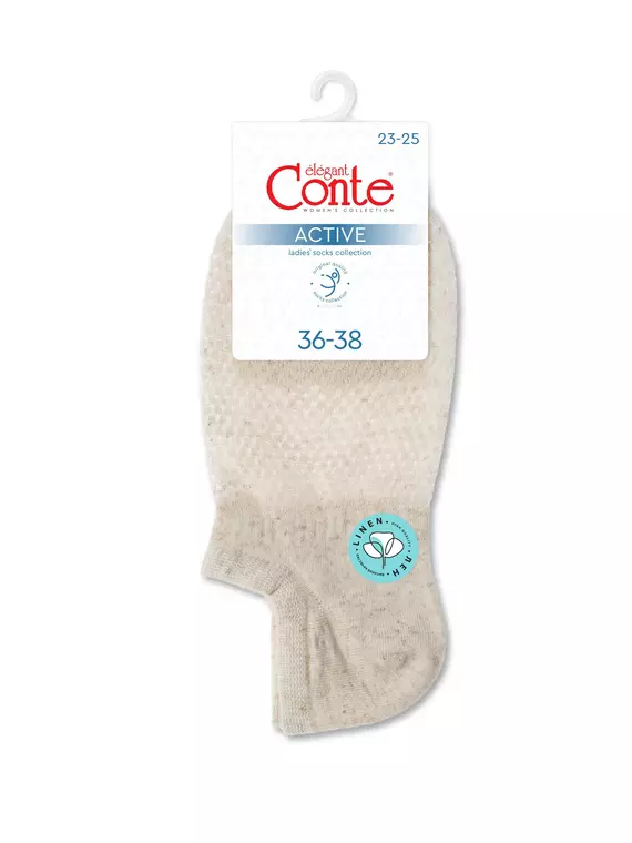 Ультракороткие носки active со льном и ажурным рисунком "сетка" 251 бежевый, 24С-24СП, 36-38 (23-25), CONTE ELEGANT,  - 3
