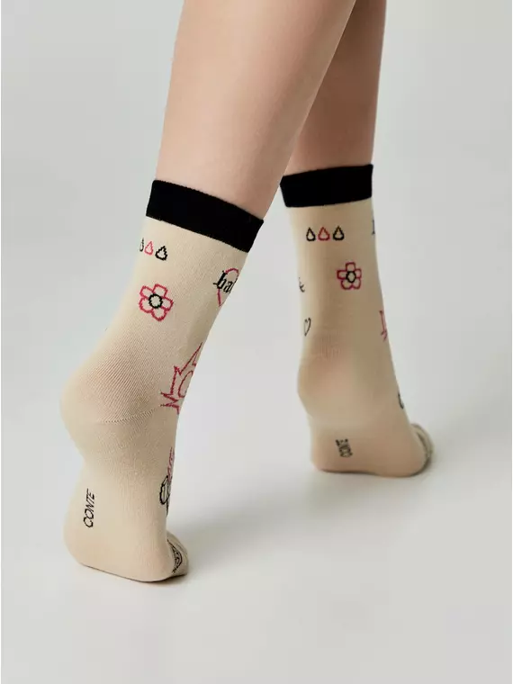 Носки женские happy с рисунками 605 бежевый, 17С-21СП, 36-39 (23-25), CONTE ELEGANT,  - 2