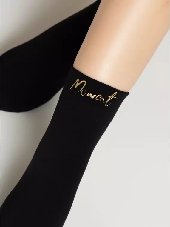 Матовые носки с сияющей термоаппликацией moment fantasy gold-nero, 24С-6СП, 36-38 (23-25), CONTE ELEGANT,  - 3