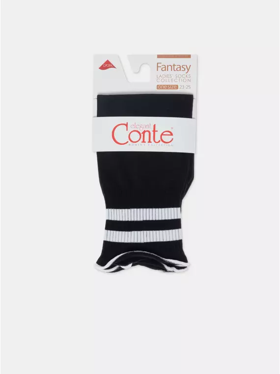 Удлиненные носки с волнистой резинкой в полоску fantasy nero-bianco, 24С-7СП, 36-38 (23-25), CONTE ELEGANT,  - 8