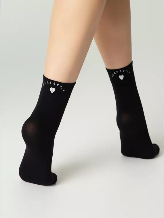 Матовые носки с сияющей термоаппликацией perfectly fantasy nero, 24С-5СП, 36-38 (23-25), CONTE ELEGANT,  - 6