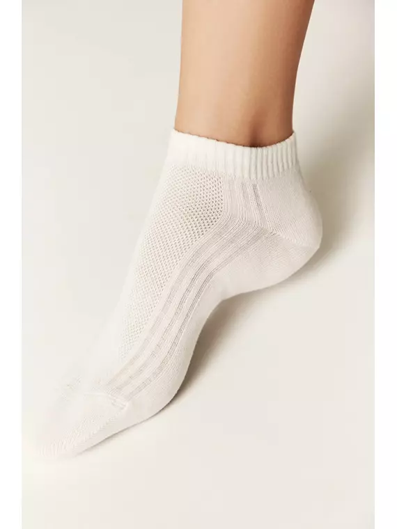 Короткие женские хлопковые носки classic 016 молочный, 7С-34СП, 36-38 (23-25), CONTE ELEGANT,  - 3