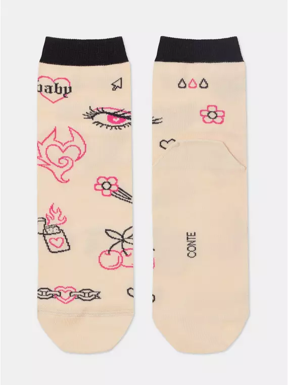 Носки женские happy с рисунками 605 бежевый, 17С-21СП, 36-39 (23-25), CONTE ELEGANT,  - 5