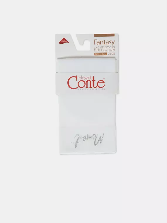 Матовые носки с сияющей термоаппликацией moment fantasy silver-bianco, 24С-6СП, 36-38 (23-25), CONTE ELEGANT,  - 6