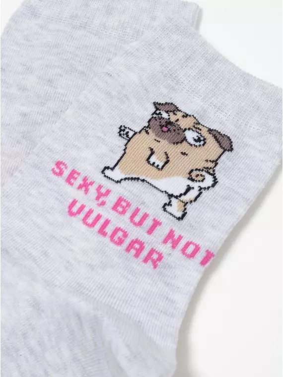 Женские хлопковые носки happy с рисунками 607 светло-серый, 18С-227СП, 36-39 (23-25), CONTE ELEGANT,  - 7