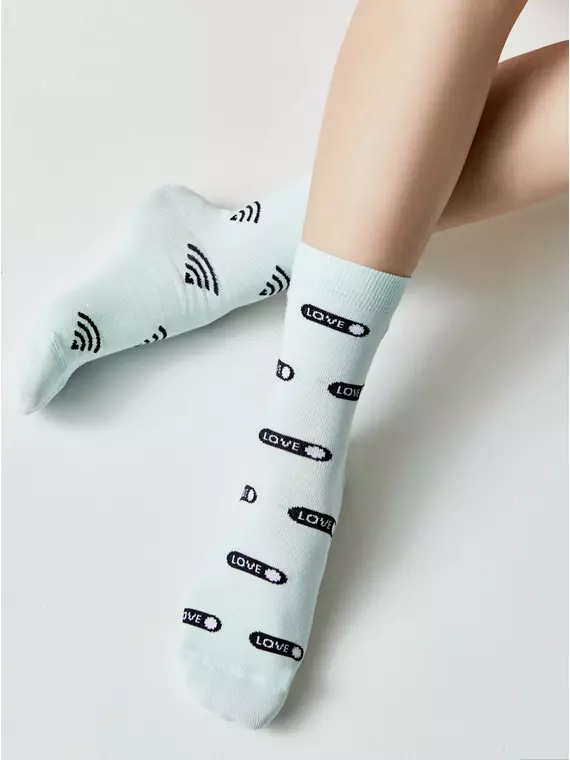 Носки женские happy с рисунками 613 бледно-бирюзовый, 17С-21СП, 36-39 (23-25), CONTE ELEGANT,  - 2