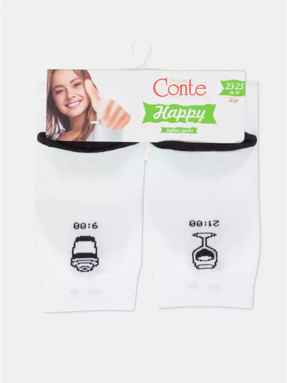 Женские хлопковые носки happy с рисунками 611 белый, 18С-227СП, 36-39 (23-25), CONTE ELEGANT,  - 7