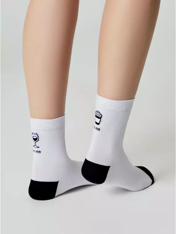 Женские хлопковые носки happy с рисунками 611 белый, 18С-227СП, 36-39 (23-25), CONTE ELEGANT,  - 3