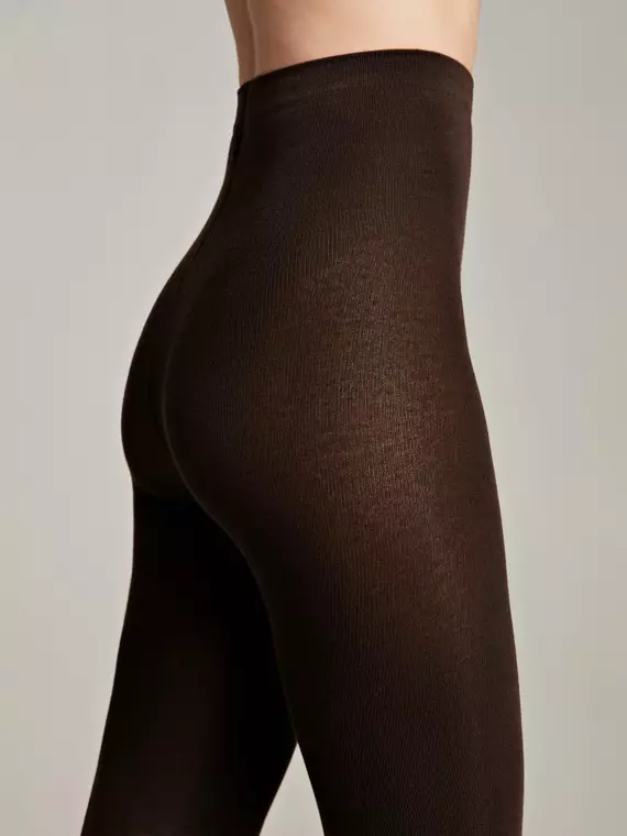 Теплые матовые колготки cotton 150 den chocolate, 7С-72СП, 4, CONTE ELEGANT,  - 3