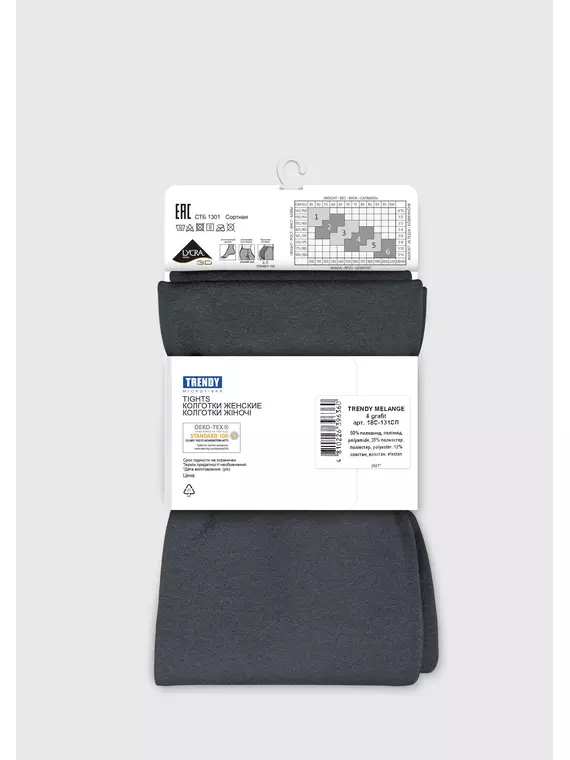 Плотные женские меланжевые колготки trendy melange 60 grafit, 18С-131СП, 3, CONTE ELEGANT,  - 2