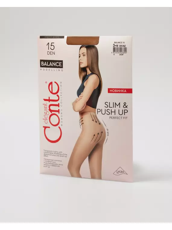Прозрачные колготки с эффектом push-up conte balance 15 bronz, 24С-103СП, 4, CONTE ELEGANT,  - 5