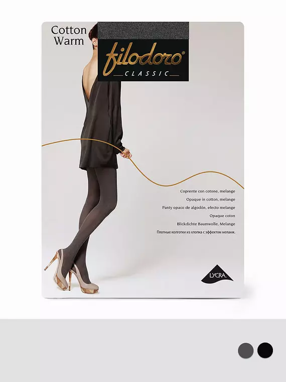 Плотные колготки филодоро cotton warm grigio melange, COTTON WARM, 2, FILODORO,  - 2