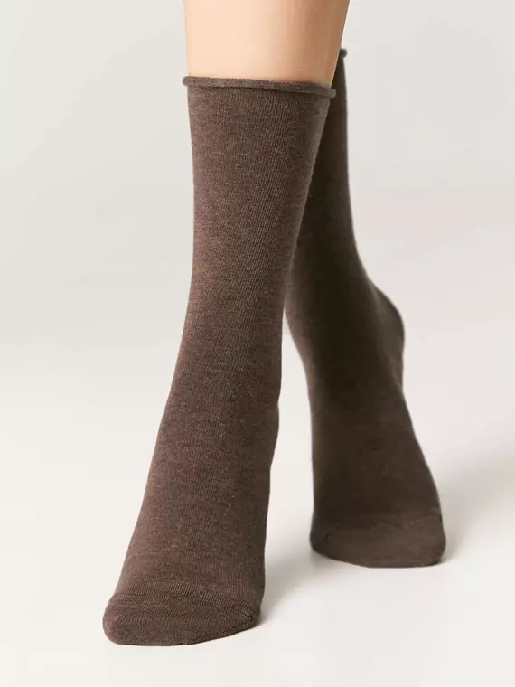 Удлиненные женские носки (без резинки) comfort 000 коричневый, 19С-101СП, 39-41 (25-27), CONTE ELEGANT,  - 2