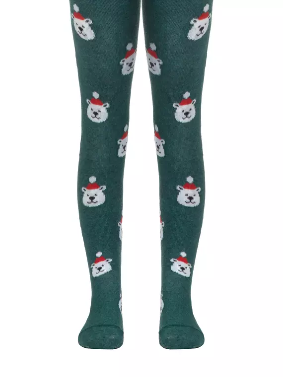 Детские колготки new year "белый мишка" с пушистой нитью 540 темно-бирюзовый, 19С-96/1СП, 62-74 (12), CONTE-KIDS,  - 2