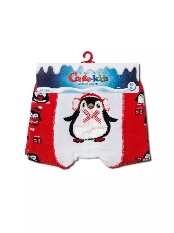 Новогодние колготки conte-kids new year "пингвин" 539 красный, 19С-97/1СП, 62-74 (12), CONTE-KIDS,  - 3