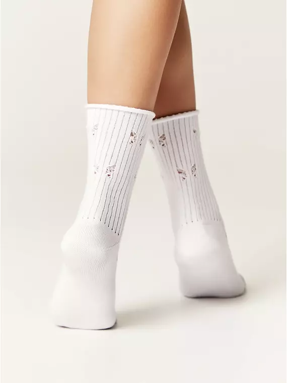 Носки женские (ажурные, без резинки) classic 628 белый, 24С-99СП, 36-38 (23-25), CONTE ELEGANT,  - 3