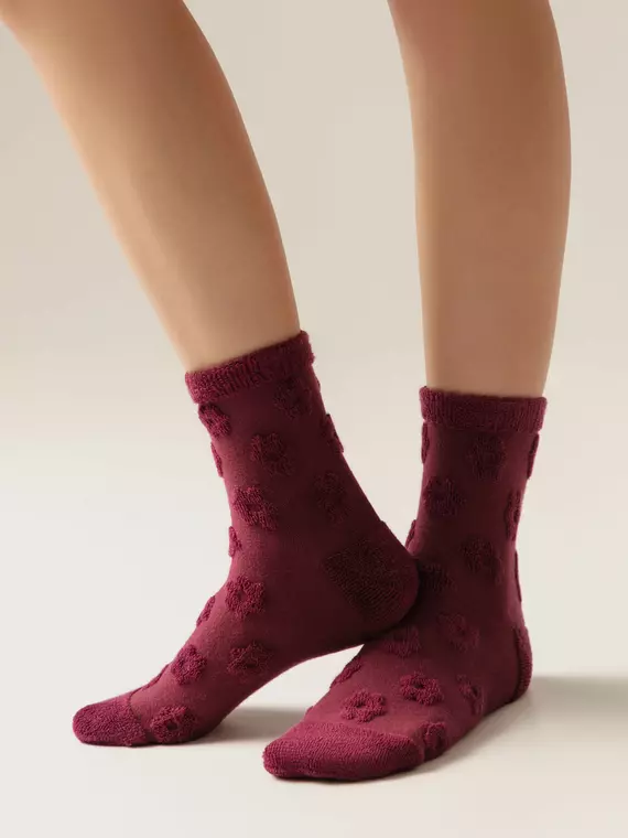 Махровые женские носки из хлопка с объемными рисунками conte comfort 548 лиловый, 23С-17СП, 36-38 (23-25), CONTE ELEGANT,  - 1