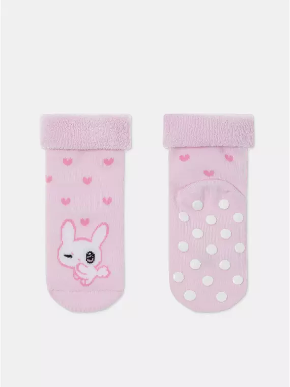 Махровые носки с отворотом и антискользящей стопой sof-tiki 772 светло-розовый, 7С-62СП, 14, CONTE-KIDS,  - 4