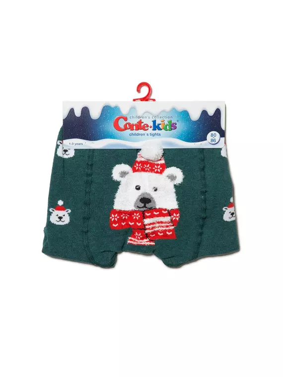 Детские колготки new year "белый мишка" с пушистой нитью 540 темно-бирюзовый, 19С-96/1СП, 62-74 (12), CONTE-KIDS,  - 3