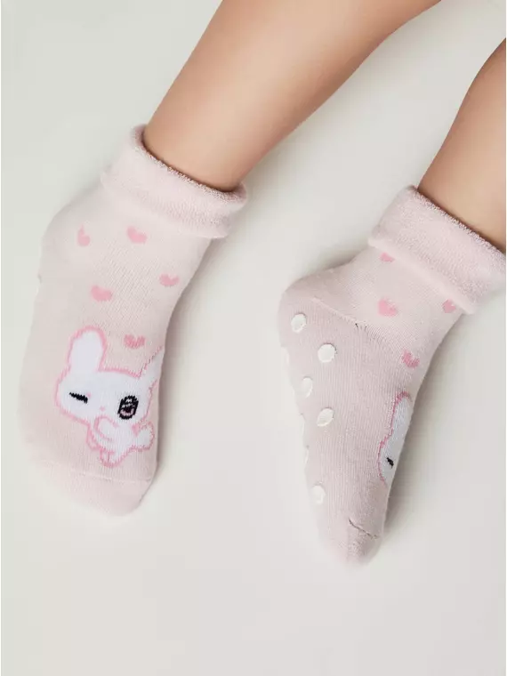 Махровые носки с отворотом и антискользящей стопой sof-tiki 772 светло-розовый, 7С-62СП, 14, CONTE-KIDS,  - 3