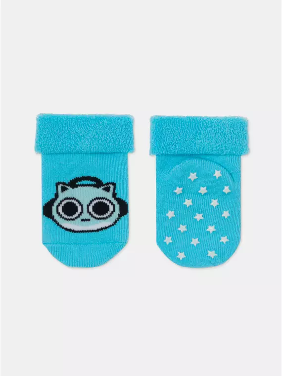 Детские махровые носки (антискользящие) софтики 764 бирюза, 7С-62СП, 10, CONTE-KIDS,  - 2