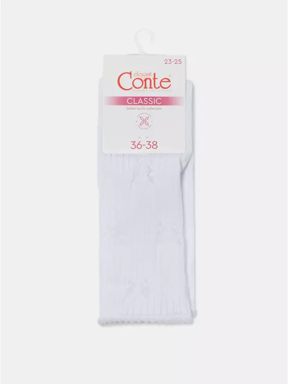Носки женские (ажурные, без резинки) classic 628 белый, 24С-99СП, 36-38 (23-25), CONTE ELEGANT,  - 5