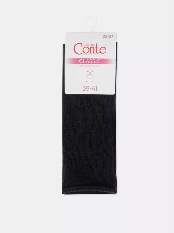 Женские ажурные носки (без резинки) classic 628 черный, 24С-99СП, 36-38 (23-25), CONTE ELEGANT,  - 6