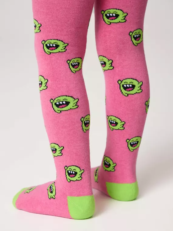 Теплые колготки sof-tiki (махровые внутри) с рисунками 644 розовый, 7С-38СП, 104-110 (16), CONTE-KIDS,  - 2