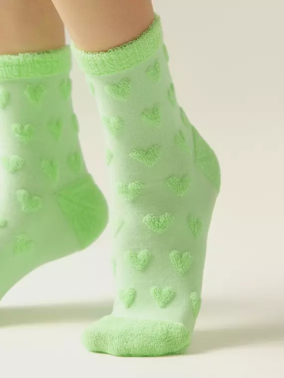 Махровые женские носки из хлопка с объемными рисунками conte comfort 549 салатовый, 23С-17СП, 36-38 (23-25), CONTE ELEGANT,  - 3