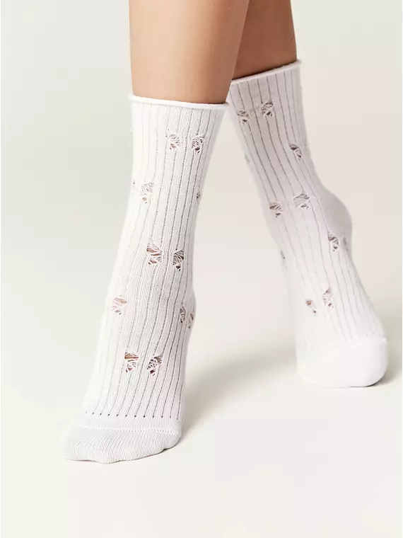 Носки женские (ажурные, без резинки) classic 628 белый, 24С-99СП, 36-38 (23-25), CONTE ELEGANT,  - 2