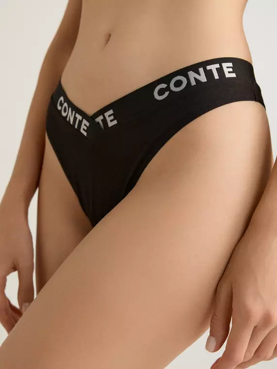 Трусы женские «бразилиана» из бамбука comfy line lbr 2991 black-silver, 24С-3036ТСП, 98/M, CONTE ELEGANT,  - 2