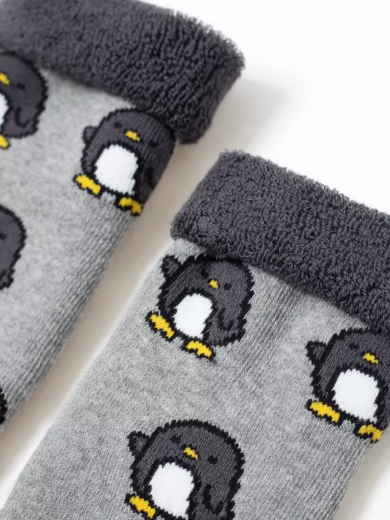 Махровые носки с отворотом (антискользящие) sof-tiki 537 серый, 7С-62СП, 12, CONTE-KIDS,  - 5