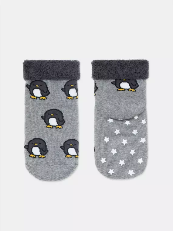 Махровые носки с отворотом (антискользящие) sof-tiki 537 серый, 7С-62СП, 12, CONTE-KIDS,  - 4