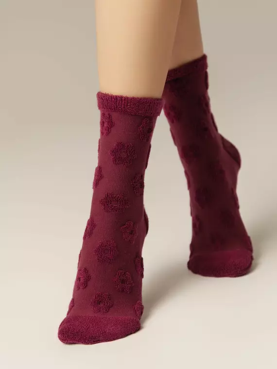 Махровые женские носки из хлопка с объемными рисунками conte comfort 548 лиловый, 23С-17СП, 36-38 (23-25), CONTE ELEGANT,  - 2