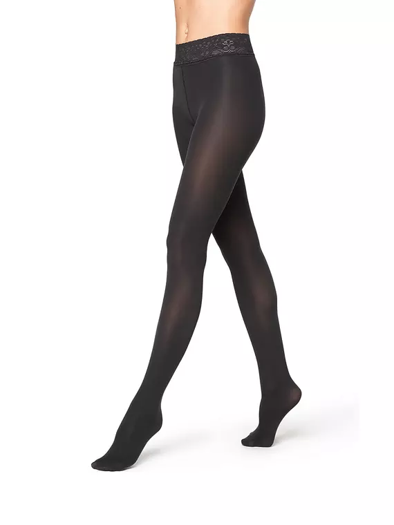 Теплые колготки с кружевным поясом diamante micro 100 carbone, DIAMANTE MICRO 100 (кружевной пояс микрофибра), 3, MINIMI,  - 2